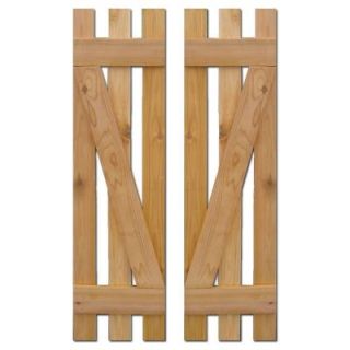 Design Craft MIllworks 12 in. x 55 in. Baton Spaced Z Board and Batten Shutters (Natural Cedar) Pair 420088