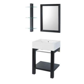 DECOLAV Wall Mount Bathroom Sink in Black with Countertop in White 2550 BKA