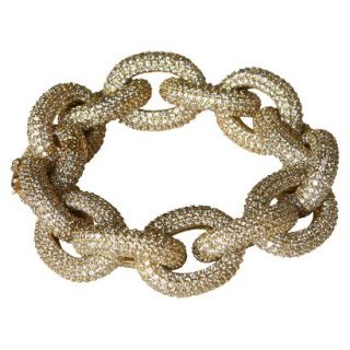 Cubic Zirconia Pav� Link Bracelet   Gold