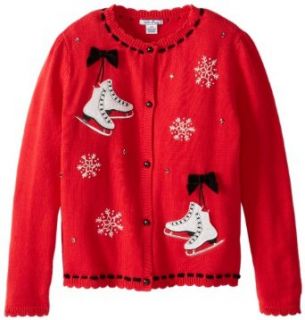 Hartstrings Girls 7 16 Sweater Cardigan with Ice Skating Motif Clothing