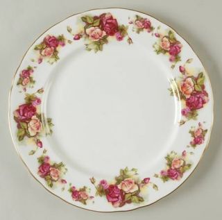 Royal Chelsea Golden Rose Dinner Plate, Fine China Dinnerware   Thin Gold Trim,P