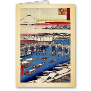 Bridge,clearing after snowfall by Andō,Hiroshige Card