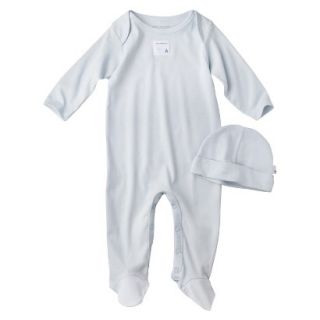 Burts Bees Baby Newborn Organic Lap Shoulder Coverall and Hat Set   Sky 6 9M