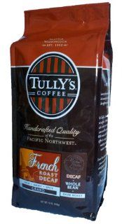 Tully's Coffee Decaffeinated French Roast, Whole Bean, 12 Ounce Bags (Pack of 2)  Grocery & Gourmet Food