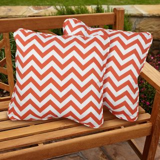 Chevron Orange Square Corded Indoor/ Outdoor Accent Pillows (Set of 2) Outdoor Cushions & Pillows