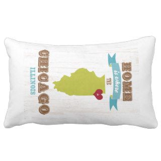 Chicago, Illinois Map – Home Is Where The Heart Is Throw Pillow