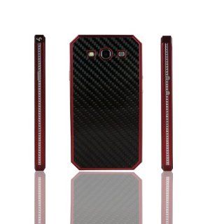 Hot Sell Metal Aluminum Frame with Carbon Fiber Back Case Cover for Samsung Galaxy S3 I9300 (Red) Cell Phones & Accessories
