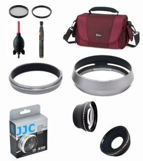 Lens Hood and Filter Set for Fuji X100S/X100 Camera + 49mm UV Protector + CPL Filter + Wide Angle & Telephoto Lens Set + LowePro Bag + Lens Cleaning System + Giotto's Blower  Camera & Photo