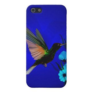 Green Hummingbird Blue Flowers 444__P Cover For iPhone 5