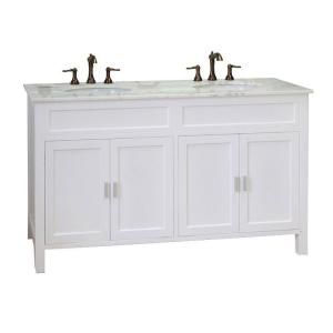 Bellaterra Home Elite 60 in. W x 36 in. H Vanity in White with Marble Vanity Top in White 600168 60W