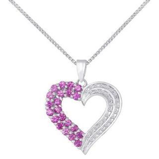 0.72 CT.T.W. Round Cut created pink and white sapphire Heart Pendant in