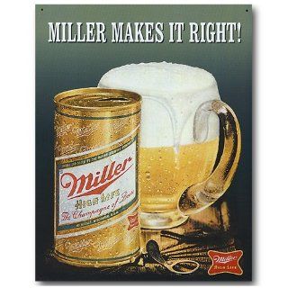 Miller Makes It Right Beer Can Mug Retro Vintage Tin Sign   Retro Miller Lite Sign