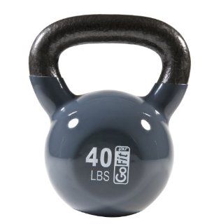 GoFit Premium Vinyl Dipped Kettle Bell With Introductory Training Dvd (Graphite Gray, 40Lb)  Kettlebell Weights  Sports & Outdoors