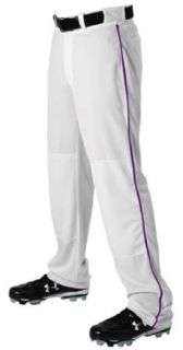 Alleson 605WLBY Youth Baseball Pants With Piping WH/PU   WHITE/PURPLE YL  Baseball And Softball Pants  Sports & Outdoors