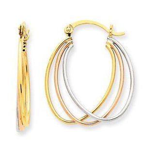 14k Gold Tri Color Hoop Earrings Jewelry