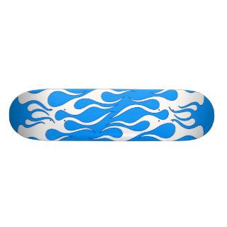 Blue and White Flames Skateboards