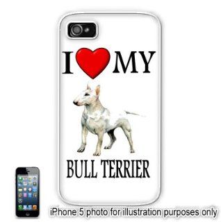 Bull Terrier Love My Dog Apple iPhone 5 Hard Back Case Cover Skin White Cell Phones & Accessories