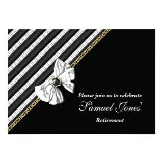 Black white formal retirement engagement CUSTOM Personalized Invitations