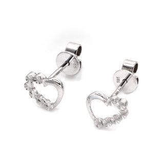 (X1000Diamond FBA) 14K/585 White Gold Diamond Cut in Heart Shaped Stud Earrings X1000Diamond Jewelry