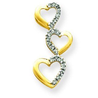 14K Gold .10ct Diamond Triple Heart Pendant Jewelry Jewelry