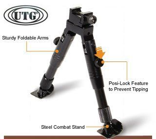 UTG Bipod, SWAT/Combat Profile, Adjustable Height, Steel Feet  Gun Monopods Bipods And Accessories  Sports & Outdoors