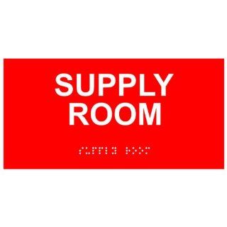 ADA Supply Room Braille Sign RSME 586 WHTonRed Wayfinding  Business And Store Signs 