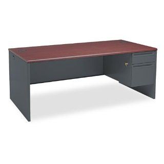 HONamp;reg;   38000 Series Right Pedestal Desk, 72w x 36d x 29 1/2h, Mahogany/Charcoal   Sold As 1 Each   High pressure laminate top is moisture , scratch  and stain resistant.  Office Desks 
