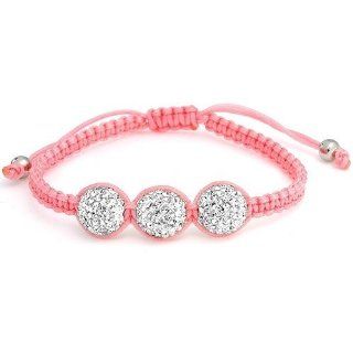 Bling Jewelry Pink Childrens Shamballa Inspired Bracelet White Crystal Bead 10mm Jewelry