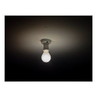 Frosted light bulb in dark room print