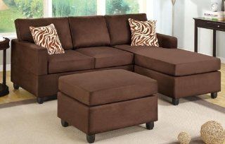 Manhattan Reversible Sectional Sofa (Chocolate) with Ottoman  