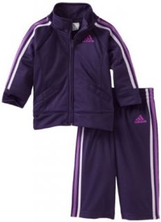 Adidas Baby girls Infant ITG Iconic Tricot Set, Dark Violet, 9 Months Infant And Toddler Sweatsuits Clothing