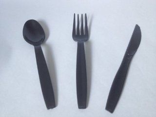 Black Cutlery Set with Forks Spoons Knives   96 pc Set Kitchen & Dining