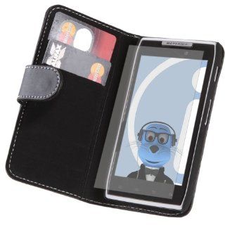 iTALKonline Motorola XT910 RAZR PU Leather BLACK Executive Flip Wallet Book Case Cover with Credit / Business Card Holder and LCD Screen Protector plus MicroFibre Cleaning Cloth Cell Phones & Accessories