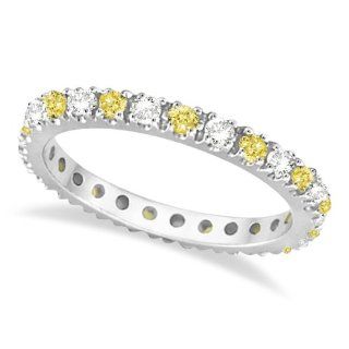 Fancy Yellow Canary and White Diamond Eternity Ring Band 14K Gold 1/2ct Jewelry