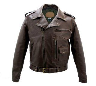 Brown D Pocket Horsehide Motorcycle Jacket (42 Long / Tall) Automotive