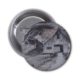 THE BARN folk art country painting drawing Buttons