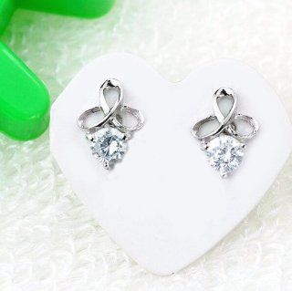 Everbling Diamond Accent Stud Earrings Cubic Zirconia Rhodium Plated 925 Sterling Silver Jewelry