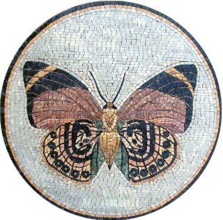 14" Butterfly Marble Mosaic Art Tile  Decorative Tiles  