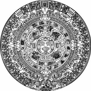 Aztec calendar drawing Sticker Vinyl Decal 5" x 5" 