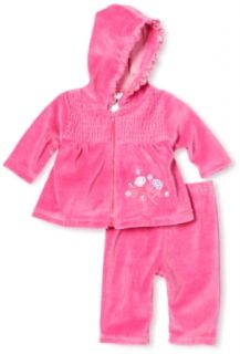 Baby Essentials Baby girls Newborn Velour Jog Set, Fuschia, 6 9 Months Infant And Toddler Pants Clothing Sets Clothing
