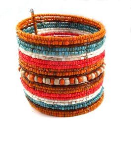 Lady Sedona Southwest 25 Row Beaded Cuff Bracelet K Native American Jewelry