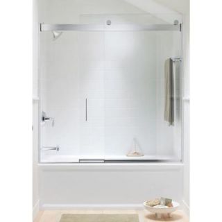 KOHLER Levity 59 5/8 in. W x 59 3/4 in. H Frameless Bypass Tub/Shower Door with Handle in Silver 706002 L SH