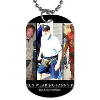 Old Men wearing fanny packs Dog Tag with 30" chain necklace Great Gift Idea 