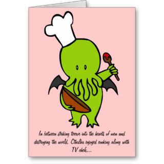 Cook Along With Cthulhu Greeting Card