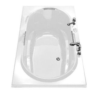 MAAX Balmoral 6 ft. Center Drain Bubble Air Bath Tub with Polished Chrome Grab Bars in White 100736 108 001 100