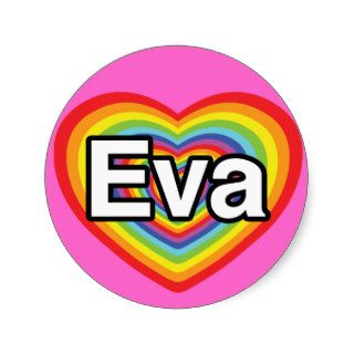 I love Eva, rainbow heart Stickers