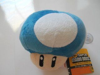 Super Mario MUSHROOM Blue Plush 5" with suction cup Toys & Games