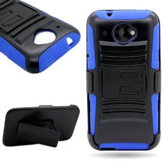 CoverON Hybrid Heavy Duty Case with Hard Kickstand Belt Clip Holster for HTC Desire 601   Black / Blue Cell Phones & Accessories