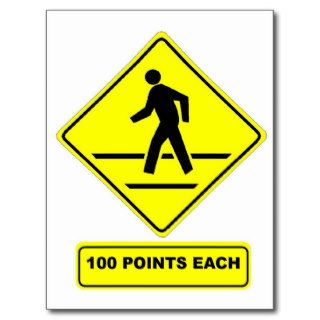 Pedestrian Crossing  100 Points Each Post Card