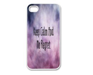 Iphone 4 Case, Thin Flexible Plastic Case Iphone 4 Case, Motivational Qoute Keep Calm And No Regret Cell Phones & Accessories